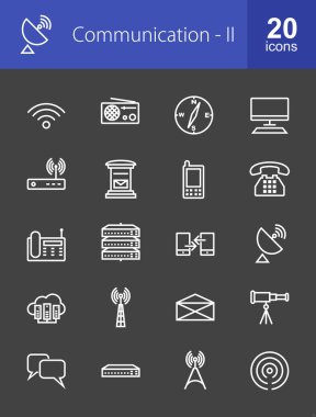 Communication, technology icons set