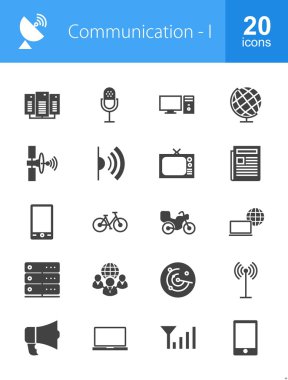 Communication, technology icons set