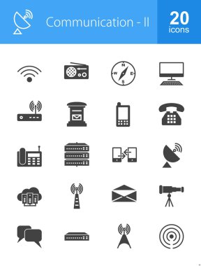 Communication, technology icons set