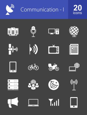 Communication, technology icons set