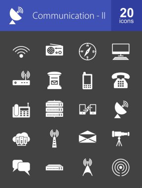 Communication, technology icons set