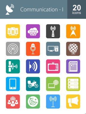 Communication, technology icons set