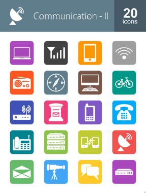 Communication, technology icons set