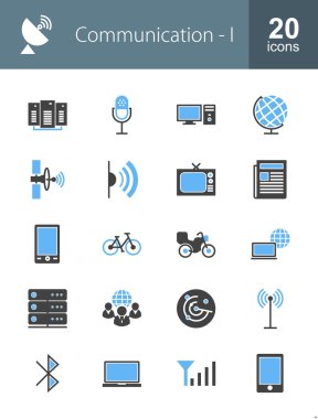 Communication, technology icons set