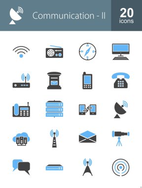 Communication, technology icons set