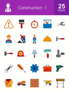 Construction, building icons set