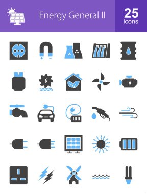Enerji, teknoloji Icons set