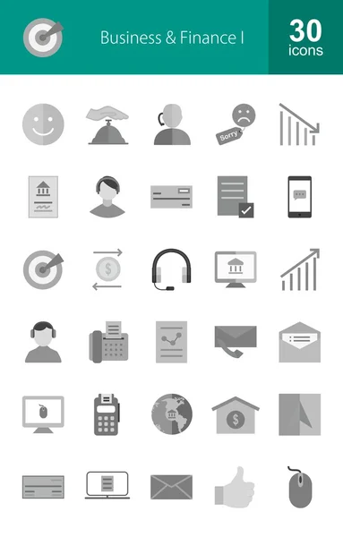Ensemble d'icônes d'affaires et de finance — Image vectorielle