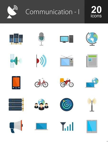 Communication, technology icons set — 图库矢量图片