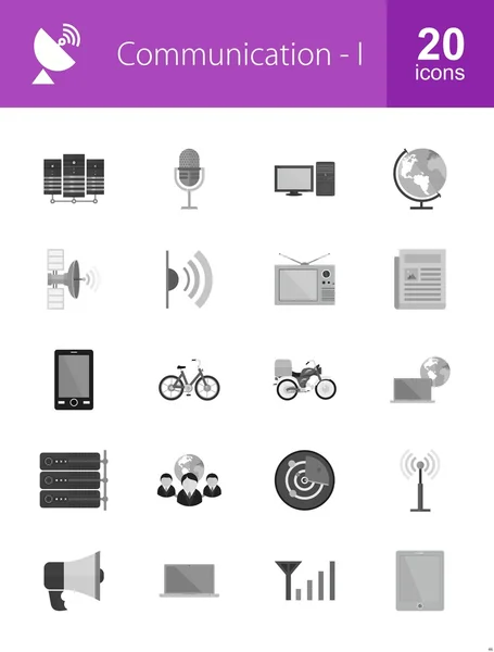 Comunicación, conjunto de iconos de tecnología — Vector de stock