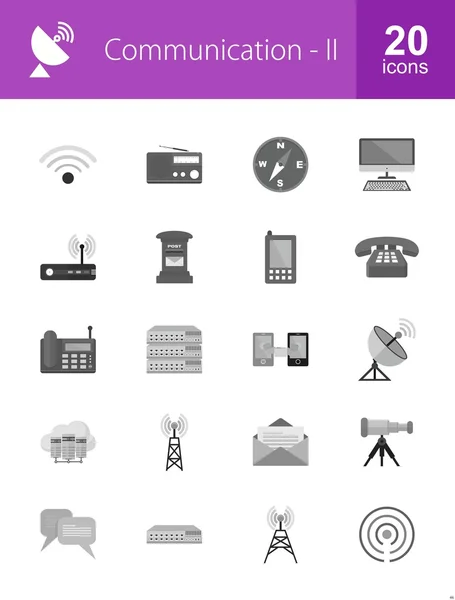 Communication, technology icons set — 图库矢量图片