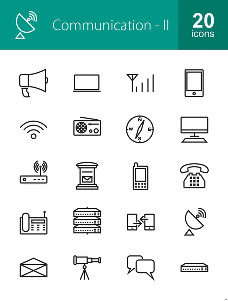Communication, technology icons set — 图库矢量图片
