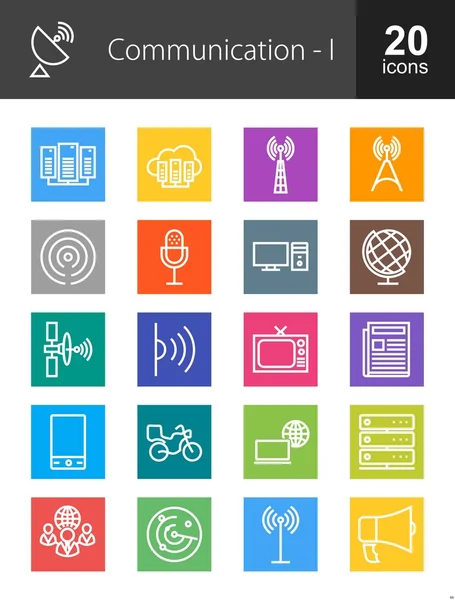 Communication, technology icons set — 图库矢量图片