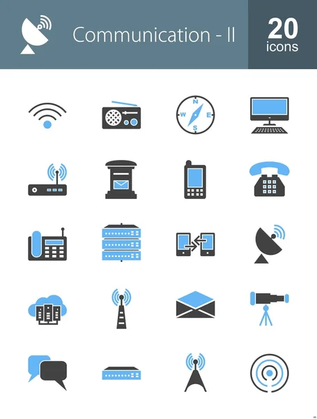 Comunicación, conjunto de iconos de tecnología — Vector de stock