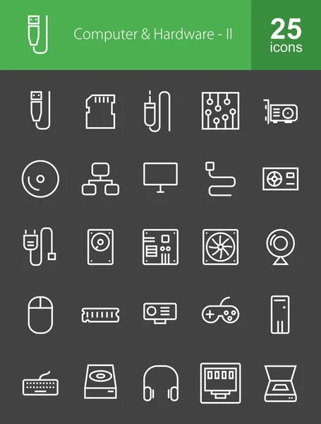 Conjunto de iconos de computadora y hardware — Vector de stock