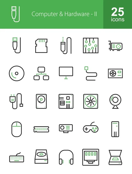 Conjunto de iconos de computadora y hardware — Vector de stock