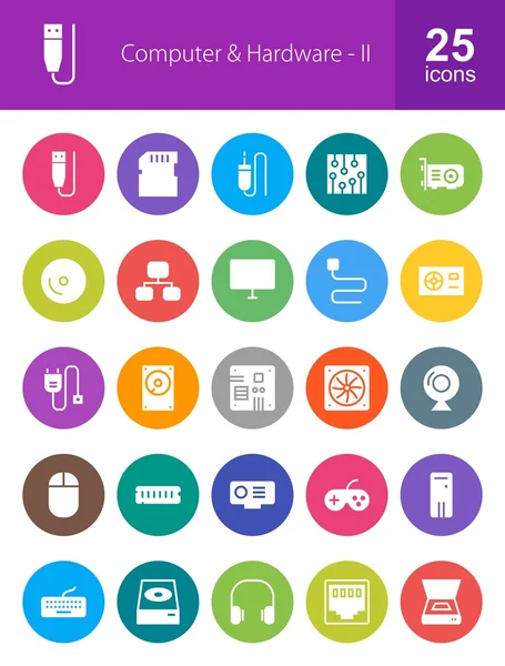 Conjunto de ícones de computador e hardware —  Vetores de Stock