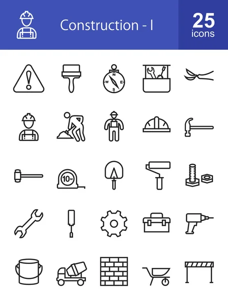 Construction, building icons set — 스톡 벡터