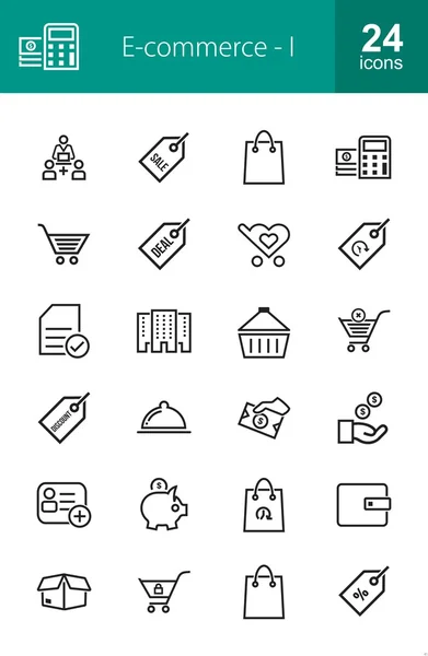 E-commerce, shopping, business icons set — Stok Vektör