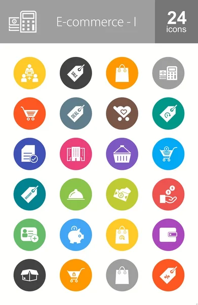 E-commerce, shopping, icônes d'affaires ensemble — Image vectorielle