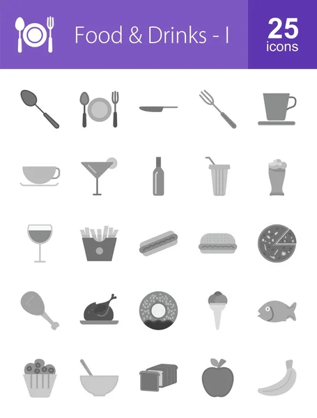 Conjunto de iconos de alimentos y bebidas — Vector de stock