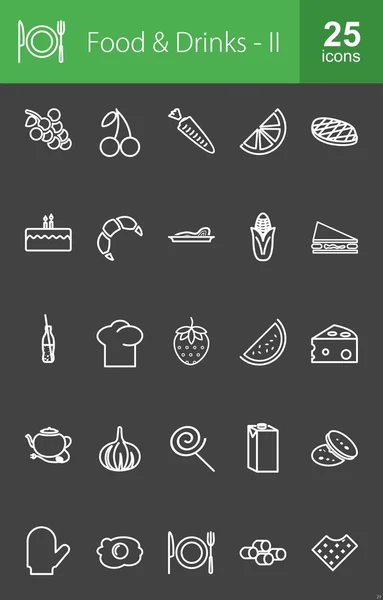 Conjunto de iconos de alimentos y bebidas — Vector de stock