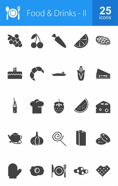 Conjunto de iconos de alimentos y bebidas — Vector de stock