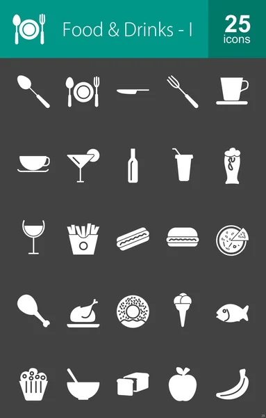 Conjunto de iconos de alimentos y bebidas — Vector de stock