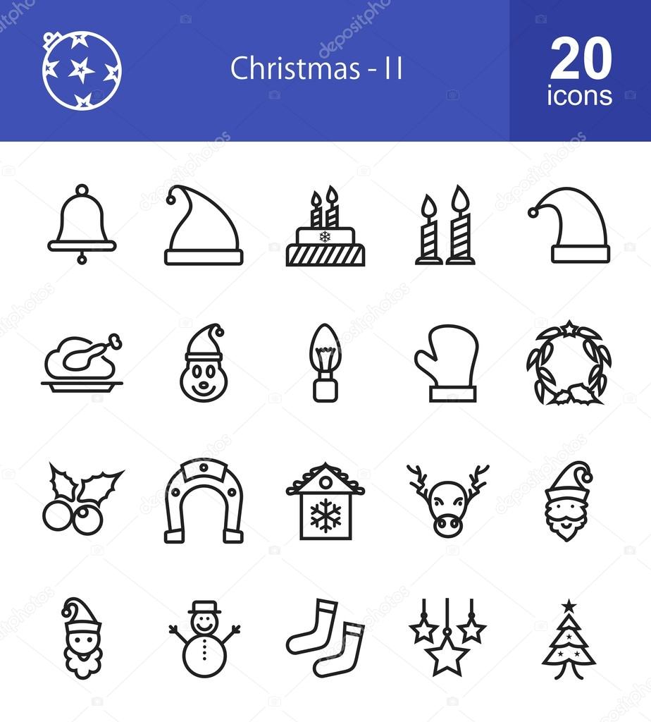 Christmas, New Year icons set