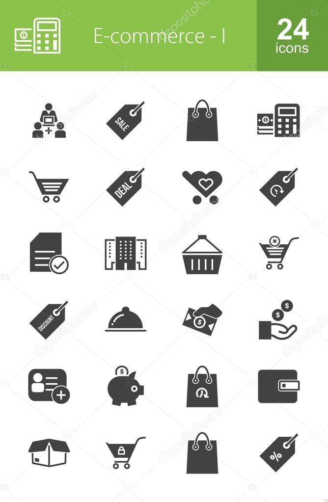 E-commerce, shopping, business icons set