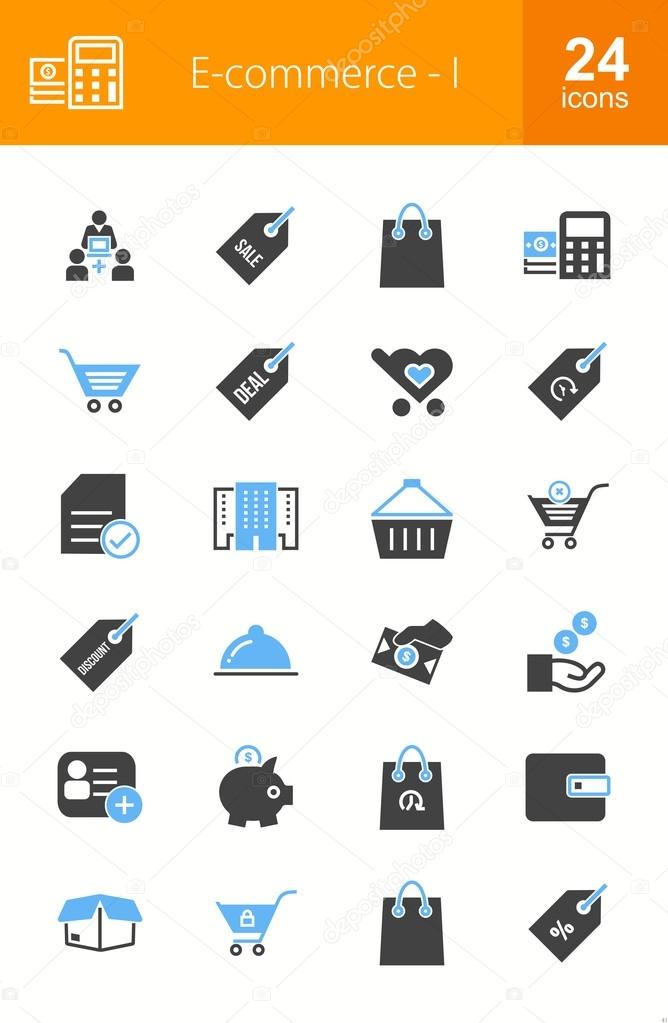 E-commerce, shopping, business icons set