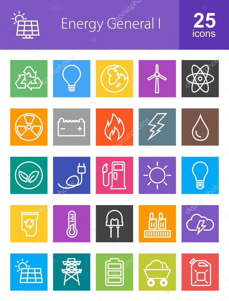 Energy, technology icons set