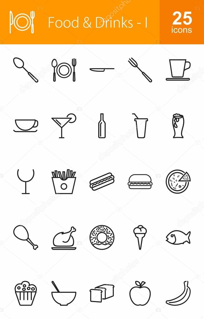 Food and Drinks icons set