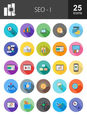 SEO ve dijital pazarlama Icons set