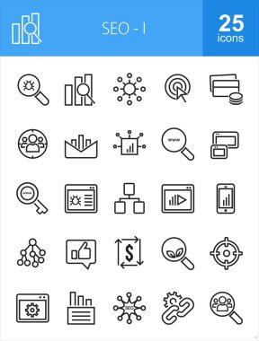 SEO ve dijital pazarlama Icons set
