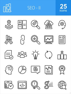 SEO ve dijital pazarlama Icons set