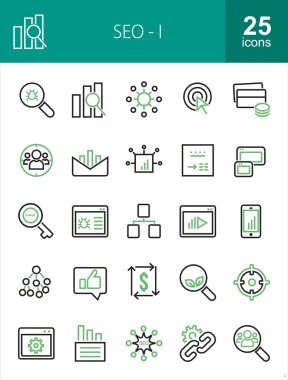 SEO ve dijital pazarlama Icons set