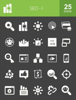 SEO ve dijital pazarlama Icons set