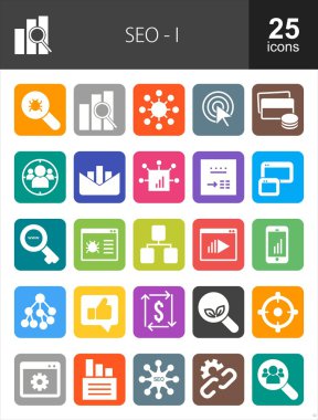 SEO ve dijital pazarlama Icons set