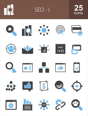 SEO ve dijital pazarlama Icons set
