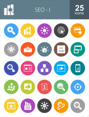 SEO ve dijital pazarlama Icons set