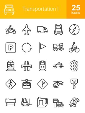 Transportation, travel icons set