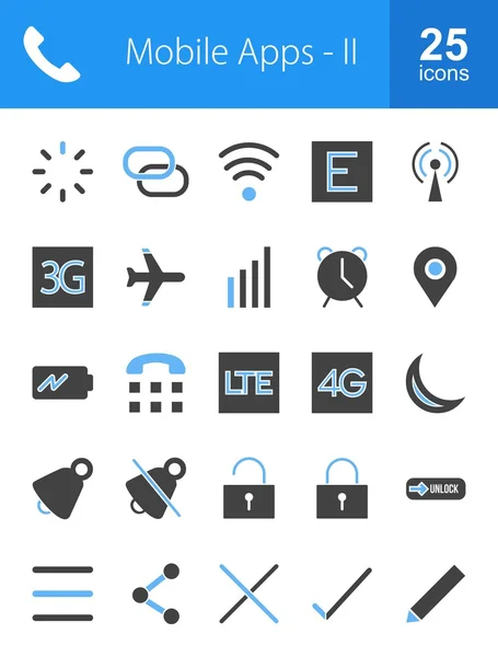 Мобильные приложения, иконки — стоковый вектор