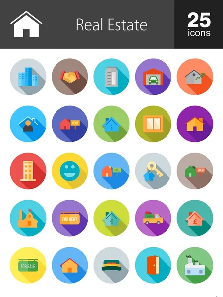 Imóveis, conjunto de ícones de negócios — Vetor de Stock