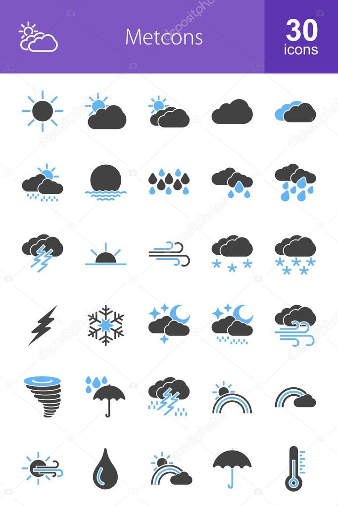 Weather, nature icons set