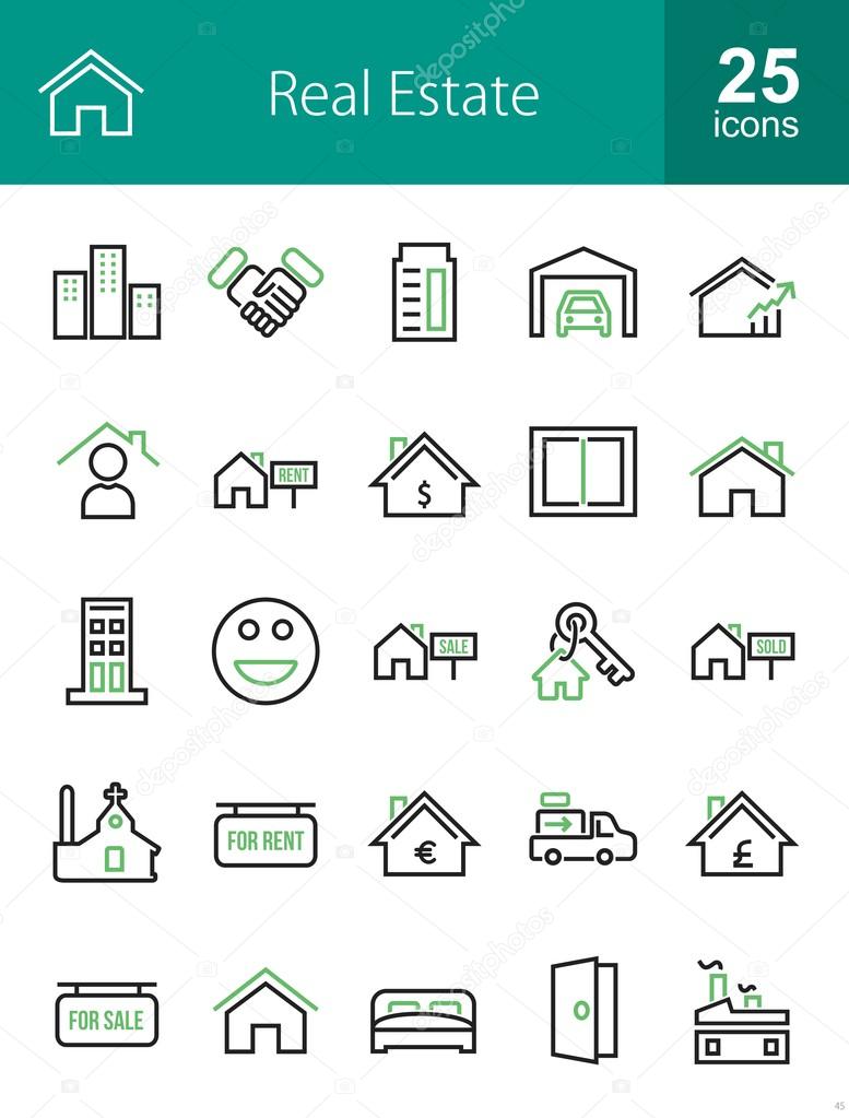 Real Estate, Business icons set