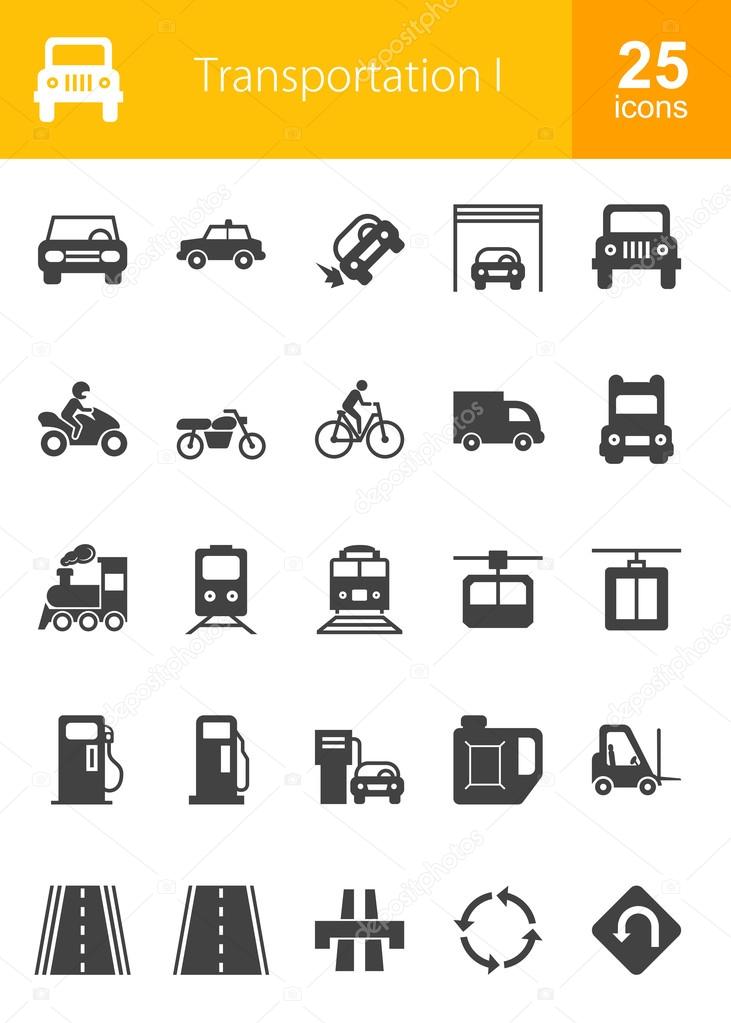 Transportation, travel icons set