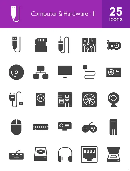 Conjunto de ícones de computador e hardware —  Vetores de Stock