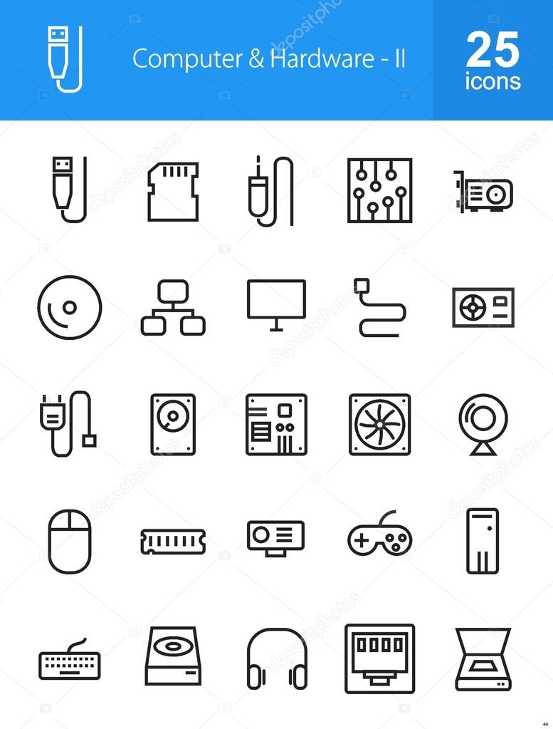 Computer and Hardware icons set