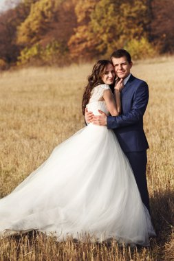 Romantik masal yeni evli çift kucaklama